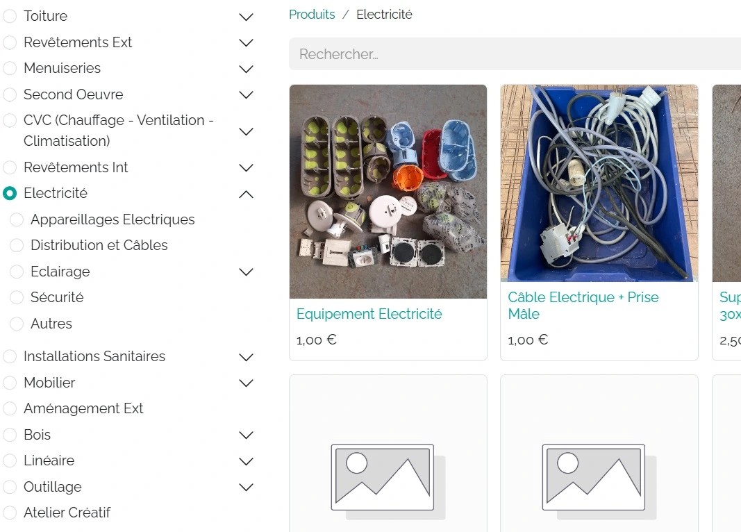 catalogue en ligne matériaux récup